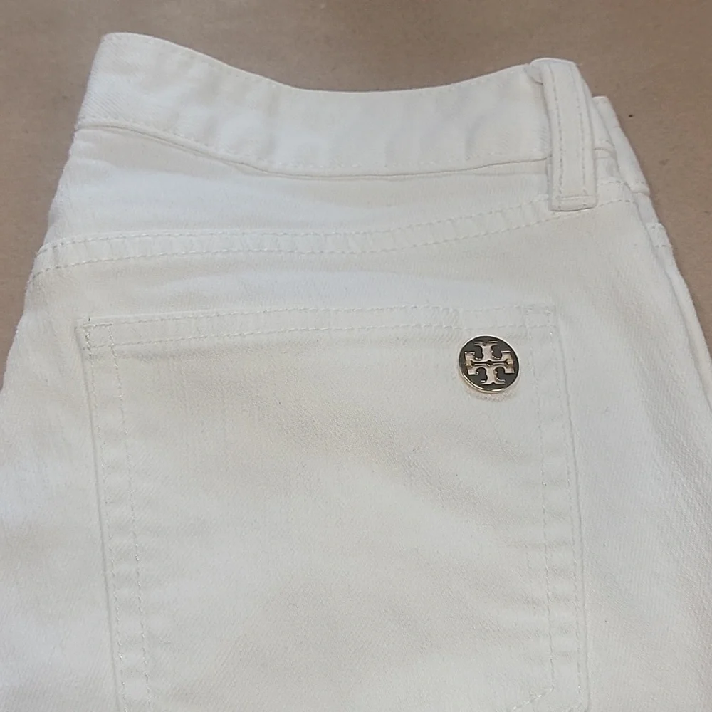 Tory Burch Size 26 White Super Skinny Jeans, Excellent Used Like New Condition